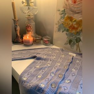 Pastel purple coquette floral cardigan